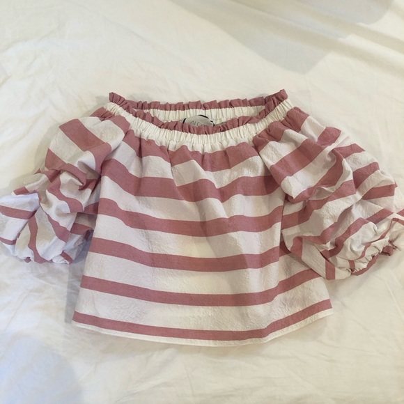 Alexis Pink and White Striped Off-Shoulder Blouse - Picture 1 of 4